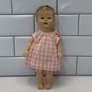 10.5" Vintage Unmarked Molded Hair Baby  Doll